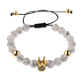 8mm white turquoise Crown Zircon Beads Bracelet