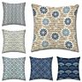 Geometric Pattern Retro Flower Car Pillow Cover Home Cloth Sofa Cushion Cover