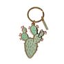 Gift Prickly Pear Green Hard Enamel Cactus Plant Keychain