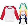 Girls Raglan Long Sleeve Baseball Tee Shirts Kids Blank Raglan Cotton Tees