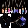 Gold Chain Quartz Necklace Crystal Chakra Rock Necklace Pendant Colorful Rainbow Natural Stone Necklace