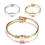 Gold Heart Stainless Steel Bangle Charm Bracelet for Women N95091