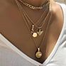 Gold Jewelry Necklace Niche Design Coin Flower Angel Decor Charm Layered Necklace for Women
