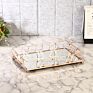 Gold Mirror Dessert Display Tray Perfume Dresser Vanity Tray Metal Decorative Makeup Tray