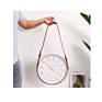 Gold Wall Clock Nordic Vogue Mute Movement Glass Clock Minimalist Home Decor Pu Leather Belt Hanging Clock