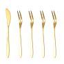 Gold/Silver 2-Tine Appetizer Dessert Forks Salad Cake Cocktail Tasting Forks and Knife Tableware for Party Banquet Birthday Wed