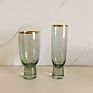 Green Colored Stemware Strong Solid Stem Gold Rimmed Wine Glass Cup Set for Wedding