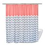 Grey and White Zig Zag Striped Pattern Polyester Fabric Customized Design Shower Curtain