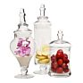 Hand Blown Decorative Set 3 Wedding Candy Buffet Glass Apothecary Jar