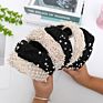Hande Made Knotted Wide Headbands Women Lace and Pearl Elastic Accessories Headband