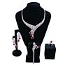 Handmade Bride Zircon Red Stone Jewelry Set Wedding Bridesmaid Neckle Earring Wedding Jewelry Set of 4 Zircon Jewelry