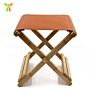 Handmade Camping Pu Leather Stool Collapsible Wooden Stool Outdoor Picnic Tool Stools
