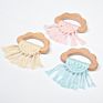 Handmade Macrame Wooden Cloud Baby Teether Soothing Ring Newborn Shower Gifts