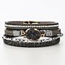 Handmade Magnetic Clasp Braided Gemstone Men Bracelet Gennine Synthetic Leather Mens Leather Bracelet