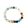Healing Chakra Awl Charm Bracelet with Matt Amazonite Stone Beads Bracelet