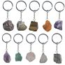 Healing Natural Opal Agates Quartz Stone Crystal Keychains Handbag Purse Holder Lovely Heart Dangle Pendulum Metal Key Chains