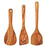 Healthy Cooking Cookware Tools Olive Wood Flat Utensils Wooden Spurtle Set Frying Spatula
