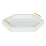 Hexagon Decorative Tray with Polished Metal Handles