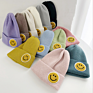 Hf Candy Color Smiley Face Label Warm Knitted Hat