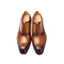 High-End Brown Brogue Oxford Dress Shoes Hand Crafted Lace up Leather Shoes for Men