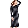 High Elasticity Knitting Casual Long Sleeve Stripe Maternity Clothes Dress for Pregnant Woman