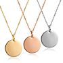 High Polished Disc round 18K Gold Engraved Stainless Steel Metal Blank Pendant Coin Necklace