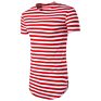 High Street Long Drop Tail Hip-hop Fit Men's Striped T-shirt Wholesale