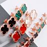 High Version Designer Lucky Clover Earrings Nature Onyx Pure 925Silver Flower Logo Stud Earring Female Classic Gem Agate Earring