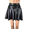 High Waist Faux Leather Skirt Women Pleated Sun Skirt Young Girl Lady Leather Skirt