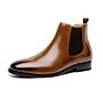 Hight Tip Brown Black No Lace Leather Increase Casual Boots Leather Genuine Leather Elevator Shoes for Men