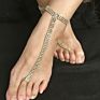 Hip Hop 14K Real Gold Plated Tennis Chain Ankle Bracelet Women's Shiny Rhinestone Crystal Toe Ring Anklet Beach Jewelries