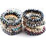 Holiday Gift Handmade Women Bracelet 10Mm Assort Crystal Glass Beads Bracelet 5 Different Pave Ball Color Elastic Charm Bracelet