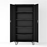Home Office 2 Door Metal Storage Cabinet with Wheels Movable File Cabinet 4 Adjustable Shelves