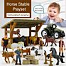 Horse Stable Take-Along Toy Play Set Simulation Horse Farm Plastic Horse Figurine Set Toy