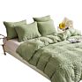 Hotniu Duvet Cover Set Cotton Green Stylish Bedding Set Cover