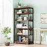 Hotsale Book Shelf Iron Bookshelf Wood Bookcase Living Room Book Rack Bookcases Black White