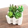Hotsale Indoor Decoration Desk Plant Artificial Succulents Plant with Wood Fence Base for Home Office Decoration
