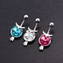 Hovanci Body Piercing Navel Rings 5 Medical Zircon Blue Owl Piercing Belly Button Body Jewelry Women Piercing Ring Dangle Navel