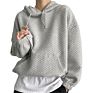 Hr231 Women Long Sleeve Cotton Blank Heavy Pullover Waffle Fabric Knit Hoodie