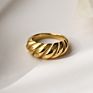 Hypoallergenic Women's Jewelry 18K Gold Plated Stainless Steel Chunky Twisted Croissant Dome Ring