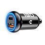 Ibd Pd 18W Car Usb Fast Charger Small Dual Blue Led Fast Car Charger Mini 36W Usb Metal Quick