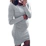 In Stock Items Solid round Neck Long Sleeve Pregnant Women Maternity Dress