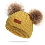 Infant Toddler Baby Knitting Woolen Hat Warm Pure Color Double Pom Pom Boys Girls Beanie Cap Kids Hats