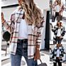 Ins Autumn and Long-Sleeved Loose Plaid Shirt Jacket Women Sherpa Fleece Jacket Plaid Shacket