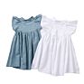 Ins Girls Dress Cotton and Linen Solid Color Flying Sleeve Skirt Baby Princess Dress Girl Dress