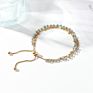 Ins Natural Stone Crystal Multilayer Bracelet Real Gold Plated Adjustable Triple Layer Crystal Beads Chain Bracelet
