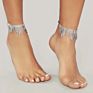 Ins Newest Layered Shiny Zircon Cz Fringe Anklet Gold Plated Crystal Tassel Anklets for Women Beach