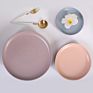 Japanese Style Pink and White round Stoneware Plates