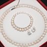Jay French Luxury Simple Style Clearly White 8-9 Mm Freshwater Pearl Necklace Bracelet Earring Jewelry Set for Gift