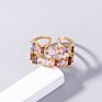 Jewelry Colorful Irregular Zircon Double Layer Open Rings Adjustable Multi Gemstone Brass Ring for Women